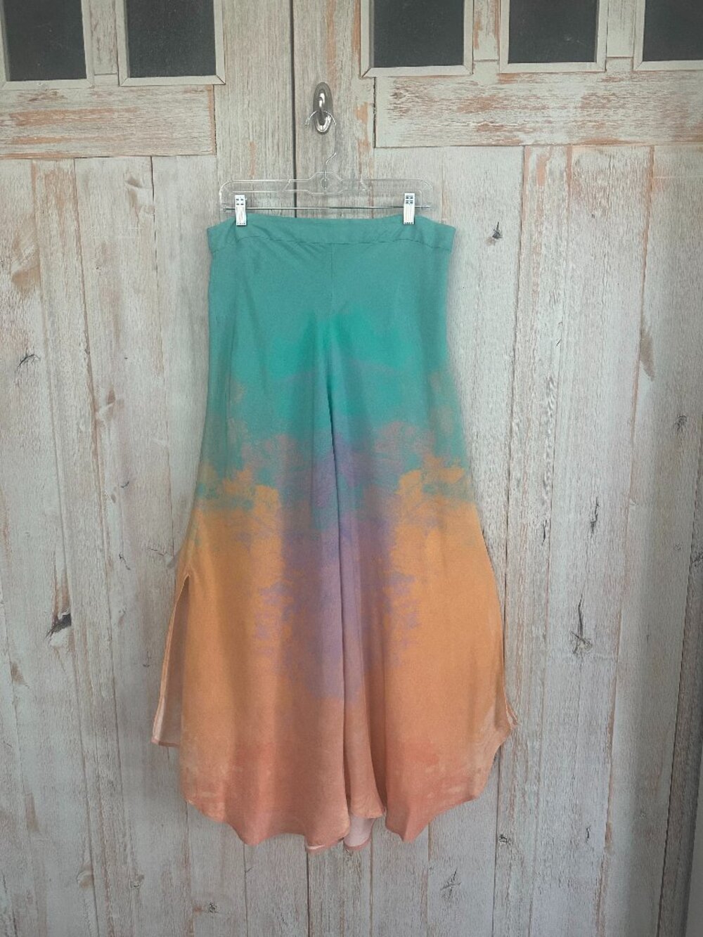 Blank London/Anthropologie Sunset (Teal/Purple/Orange) Maxi Skirt Size L